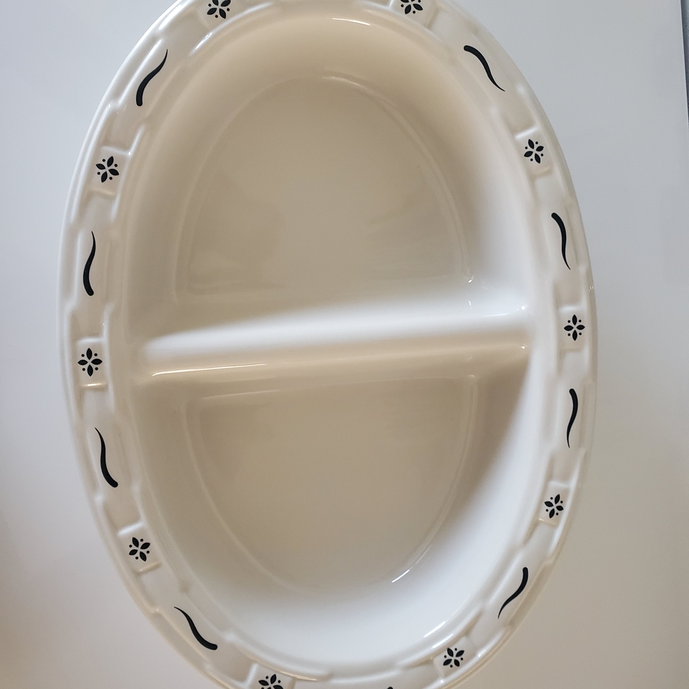 Oval Divided Serving Platter. Heritage Blue Longaberger